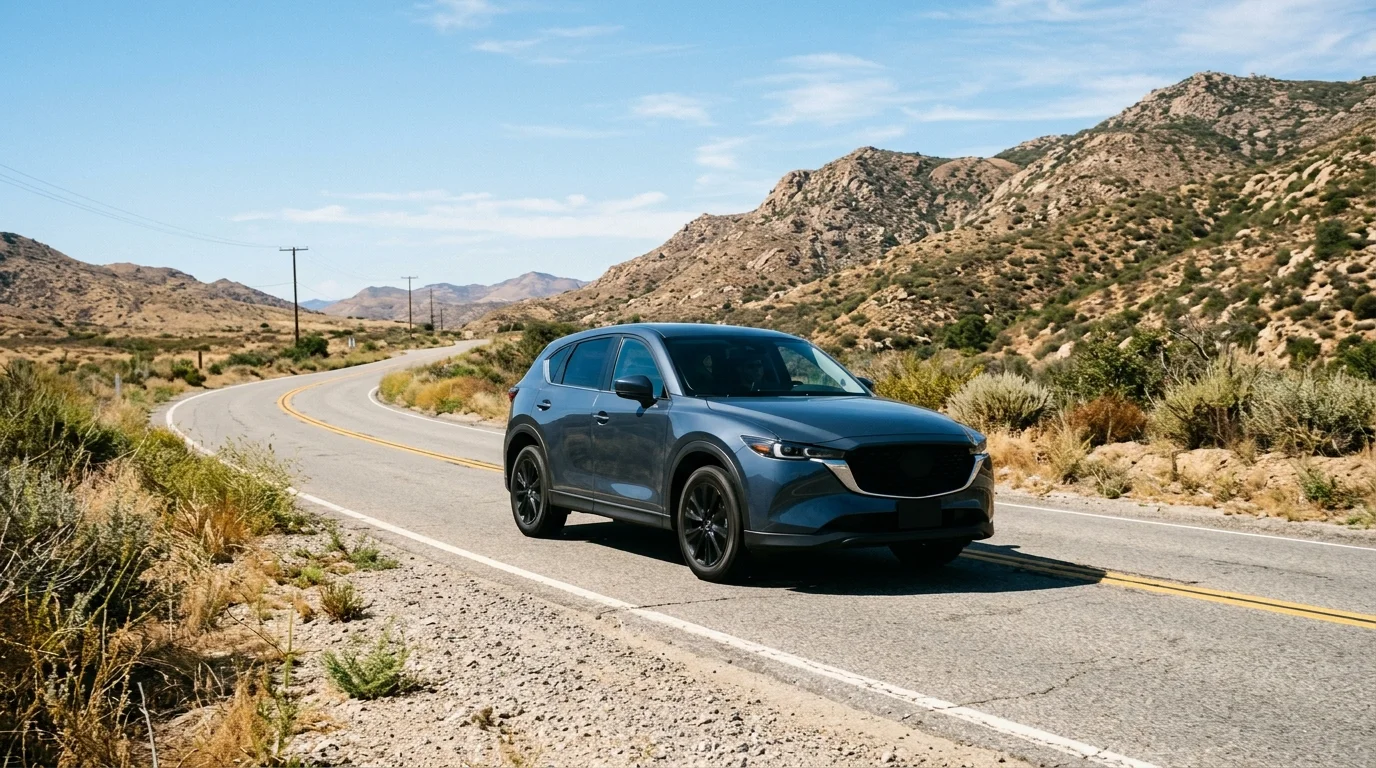 Clean unbranded car in El Cajon with dry inland hills in afternoon light