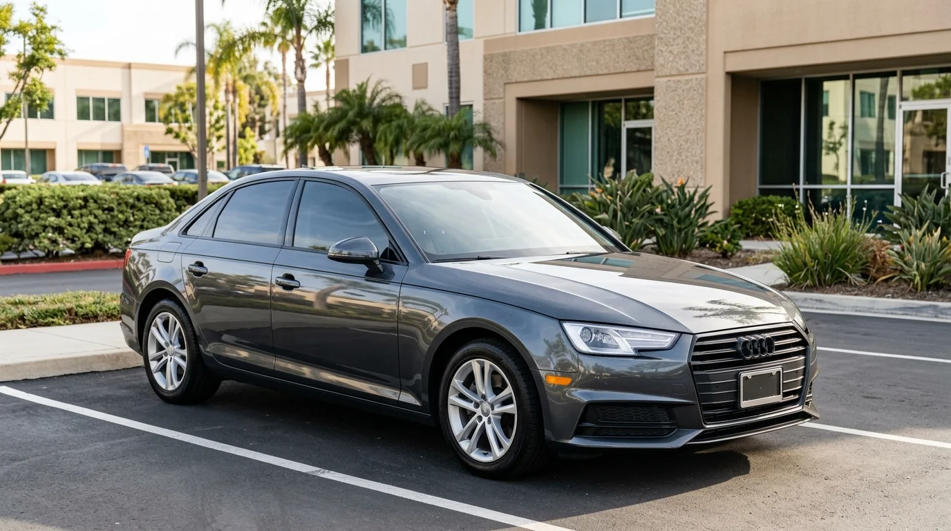 Clean unbranded car in a Mira Mesa business-park lot